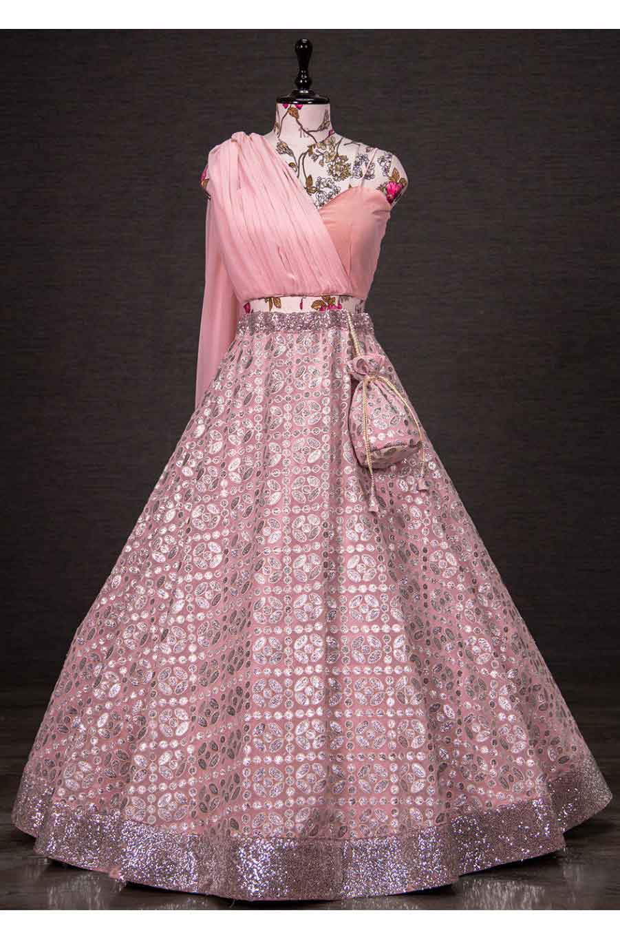 Ethereal Elegance Lehenga Set -pink lehenga choli for wedding