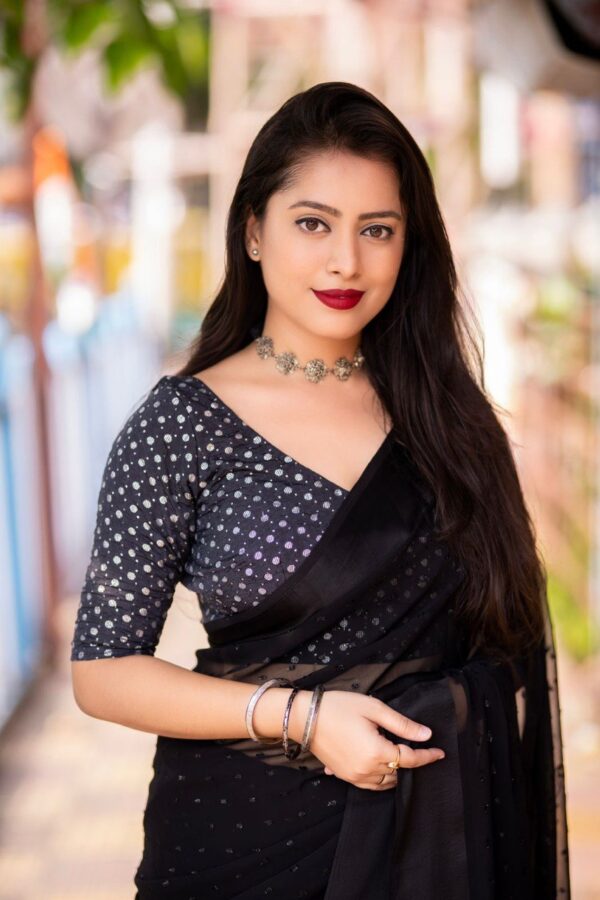 Black transeparent saree with blouse