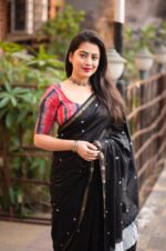 Black-Pure-Chanderi-Cotton-Saree-with-Block-Print (2)