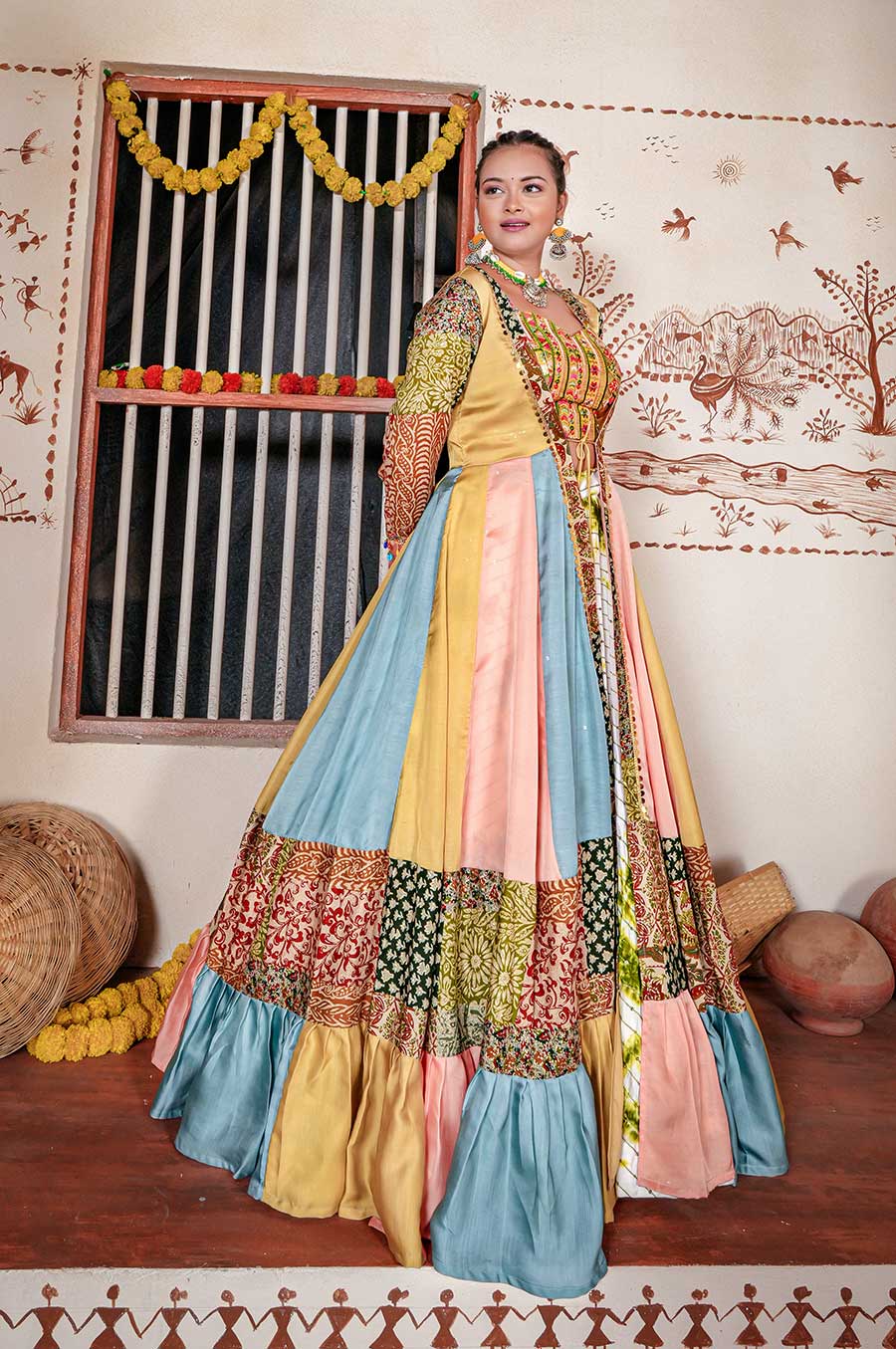 Golden Pink Indo Western Lehenga Choli | Indian fashion, Lehenga, Blouse  designs indian