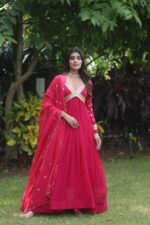 Lolita Pink Premium Readymade Alia Cut Gown with Dupatta Set (1)