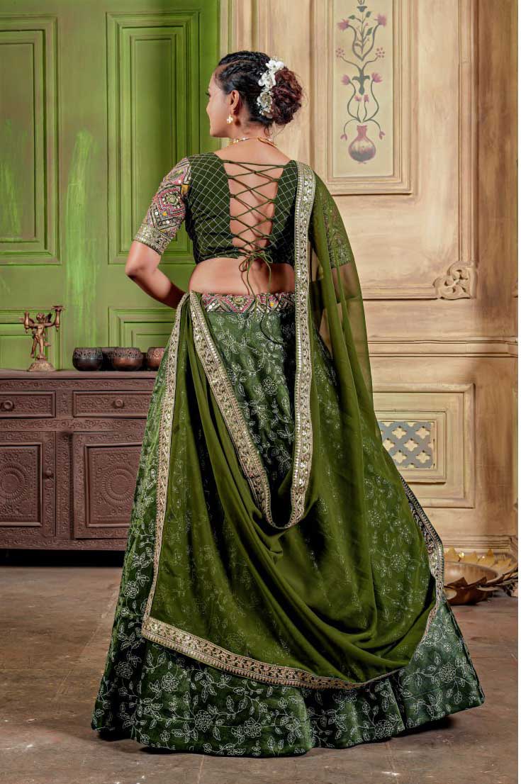 Dark Green Parampara Silk Lehenga Choli With Embroidery Work and 5mm  Sequence Work and Georgette Dupatta With Lace Border for Women - Etsy