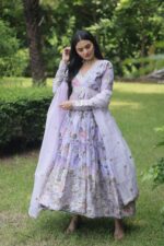 Russian silk with embroidery and zari work Designer Gown (2)