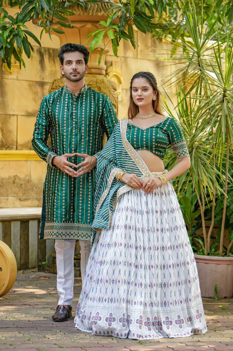 White and Green Lehenga Choli for Wedding Wear #BN805 | Green lehenga,  Indian outfits lehenga, Latest bridal lehenga
