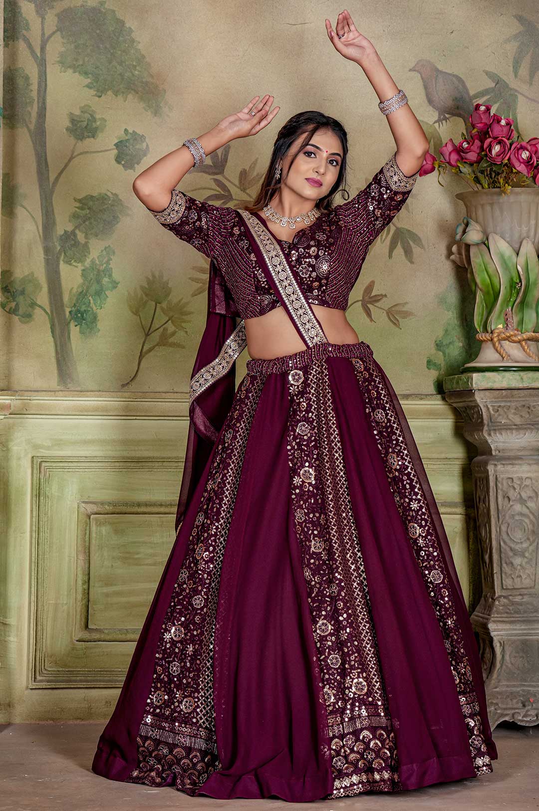 Ready to ship | Wine Reception Weaving Wedding Lehenga Choli, Wine  Reception Weaving Wedding Lehengas and Wine Reception Weaving Ghagra  Chaniya Cholis online shopping