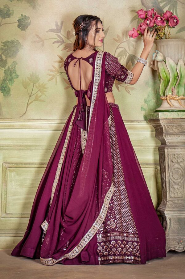 Wine Designer Lehenga Choli set- heavy embroidery, zari, dori, and sequence work