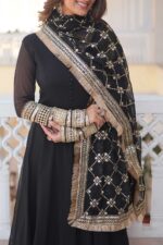Black-Designer-gown-for-Women-with-Dupatta-Collection-