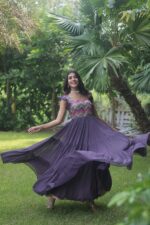 Premium-Readymade-Wine-Designer-Gown-5