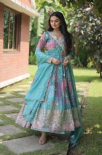 Premium-Sky-Designer-Readymade-Gown-Dupatta-Set-2