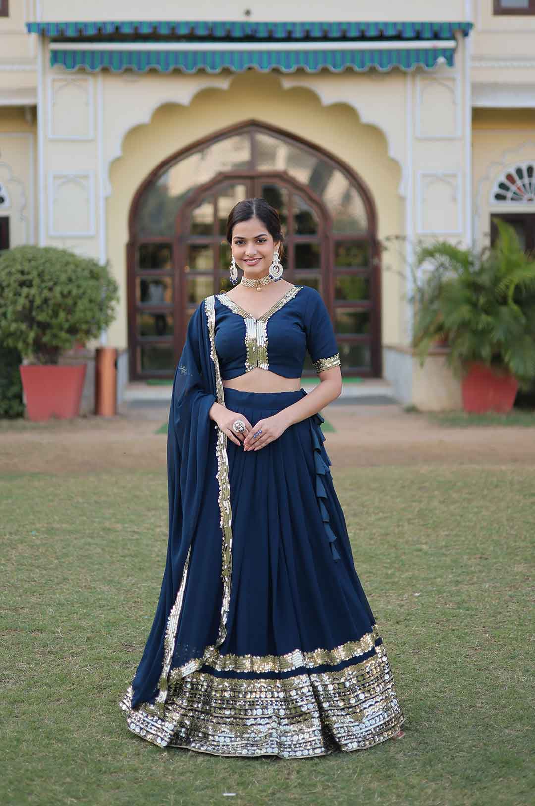 Blue Designer Lehenga Choli Outfit