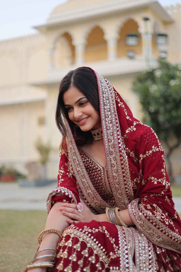 Red embroidered wedding Lehenga Choli