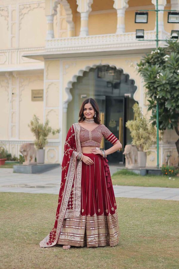 Red embroidered wedding Lehenga Choli