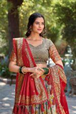 Grey-Kalamkari-Print-Lehenga-Choli-Foil-Work