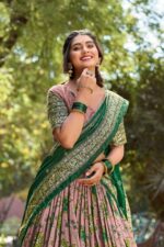 Onion-And-Green-Kalamkari-Print-Lehenga-Choli-Foil-Work-3