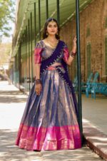 Blue-Kanjivaramari-weaving-Lehenga-Choli-2