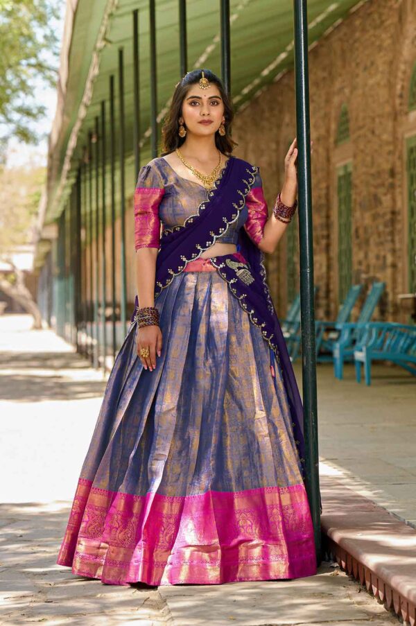 Blue Color Kanjivaram Zari Weaving Lehenga Choli