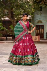 Red-Tussar-silk-Patola-Lehenga-Choli-3