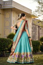 Sky-Paithani-silk-Lehenga-Choli-with-Handmade-Tassels