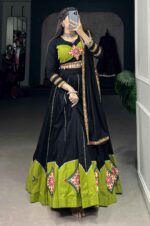 Black-Navratri-Chaniya-Choli-with-Gamthi-Patch-and-Gota-Patti-Lace-2