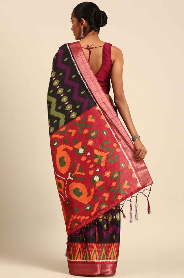 Black Patola Saree With color contrast patterns