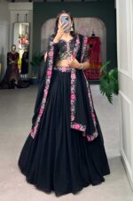 Georgette-Sequins-and-Thread-Embroidery-Lehenga-choli-set-Black-Color-2