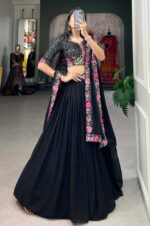 Georgette-Sequins-and-Thread-Embroidery-Lehenga-choli-set-Black-Color-43