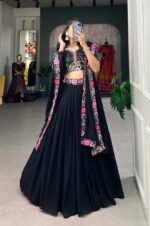 Georgette-Sequins-and-Thread-Embroidery-Lehenga-choli-set-Black-Color-5