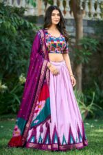 Lovender-PurpleTussar-Silk-Foil-Print-Lehenga-choli-3