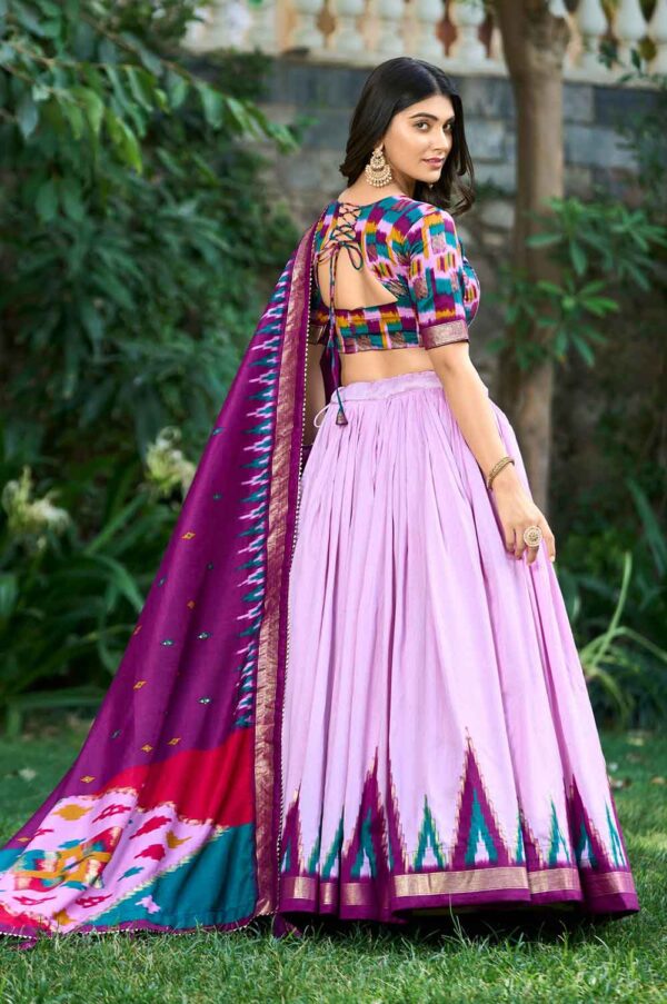 Lovender Purple Tussar silk Printed Lehenga Choli