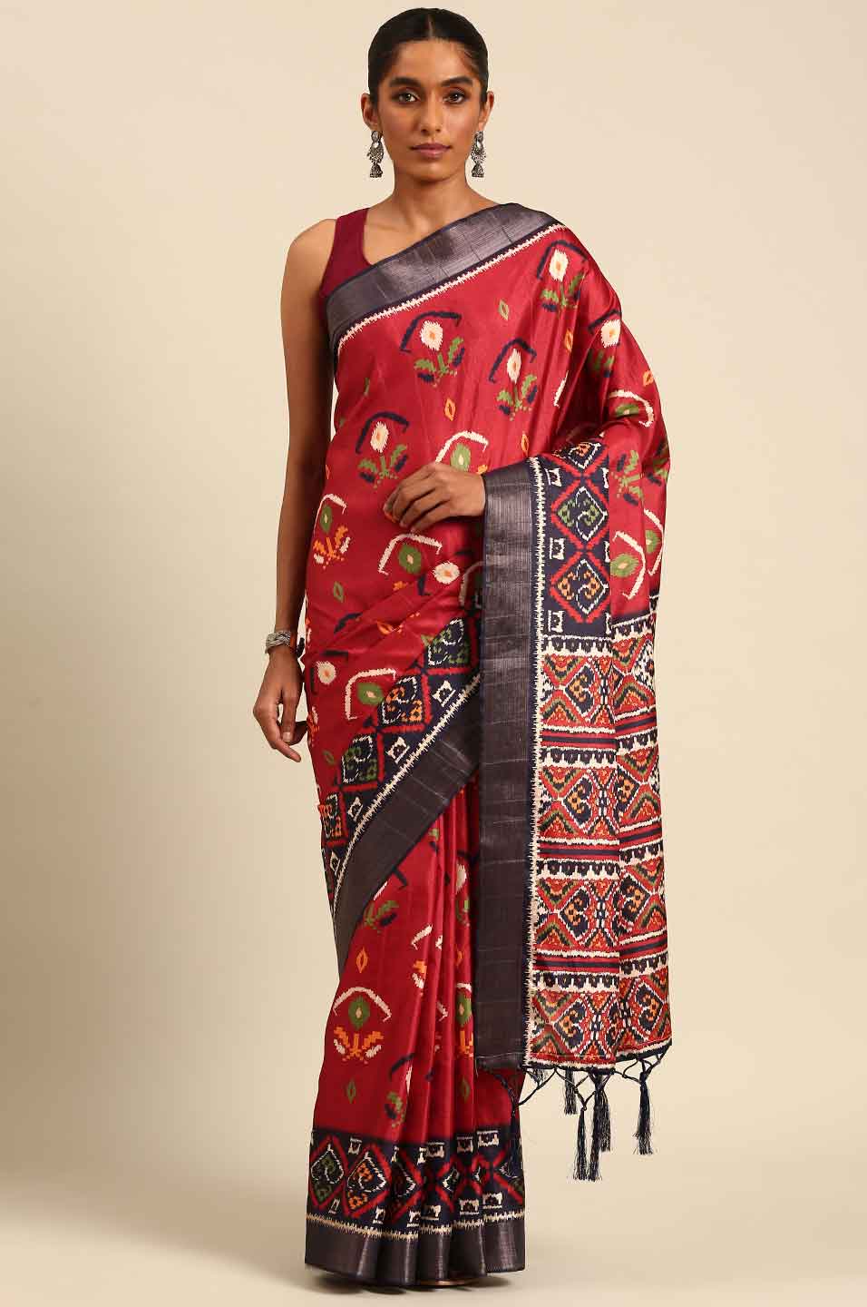 maroon patola saree