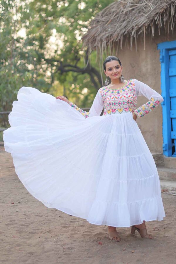 Navratri Gown collection 2024 (Kutchi Gamthi Gown) White Color - Lotus ...