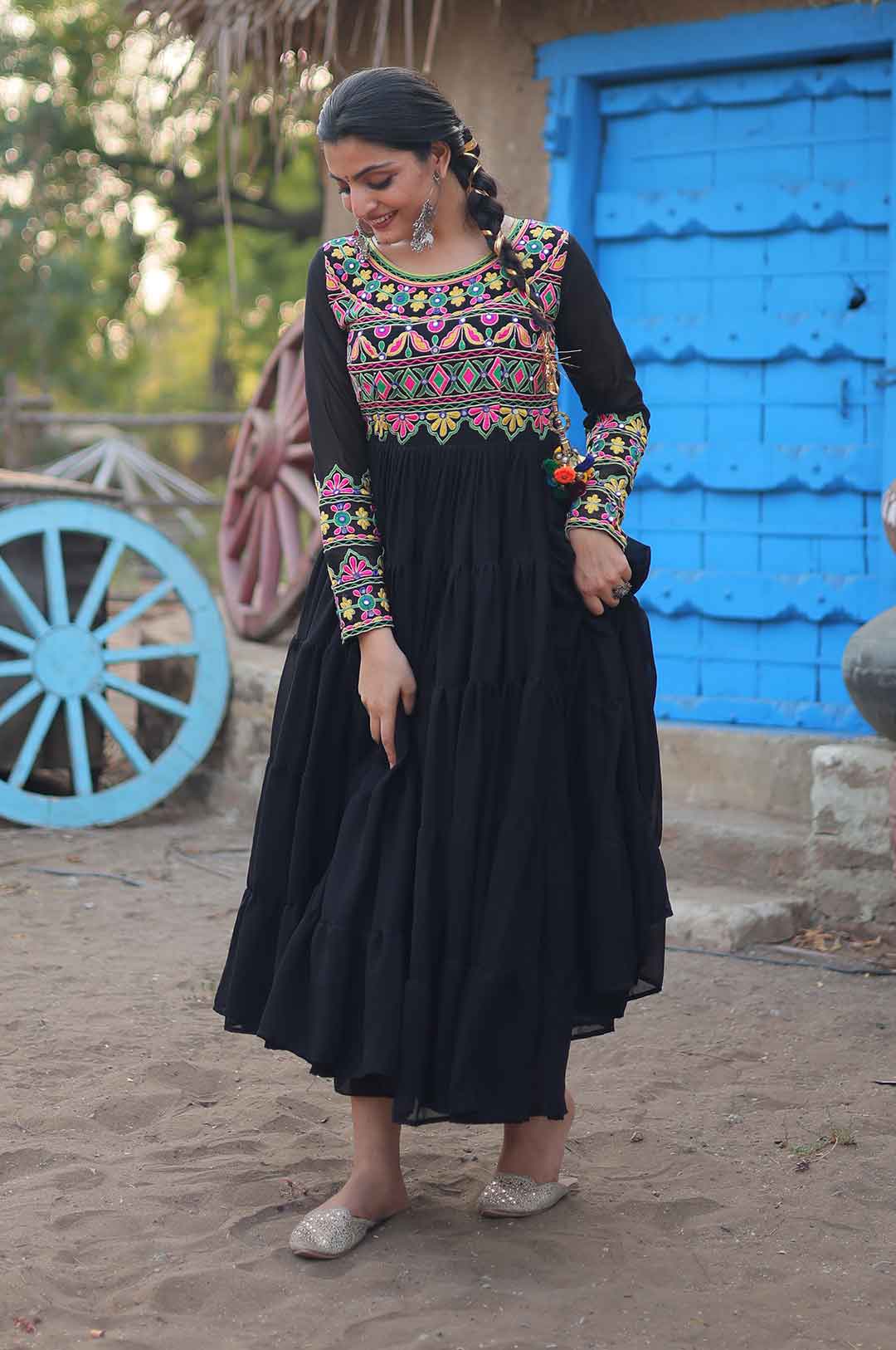 Navratri Gown collection 2024 (Kutchi Gamthi Gown) Black Color