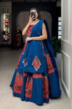 Navratri-Lehenga-Choli-Pure-Cotton-Printed-Lehenga-Choli-(Blue)