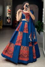 Navratri-Lehenga-Choli-Pure-Cotton-Printed-Lehenga-Choli-(Blue)-2