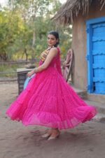 Pink-Bandhani-Print-Kutchi-Patchwork-Gown-For-Navratri-7