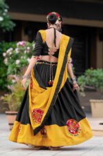 Pure-Cotton-Gamthi-Work-Real-Mirror-Navratri-Lehenga-Choli-(yellow-and-black)4