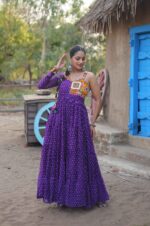 Purple-Bandhani-Print-Kutchi-Patchwork-Gown-For-Navratri-1