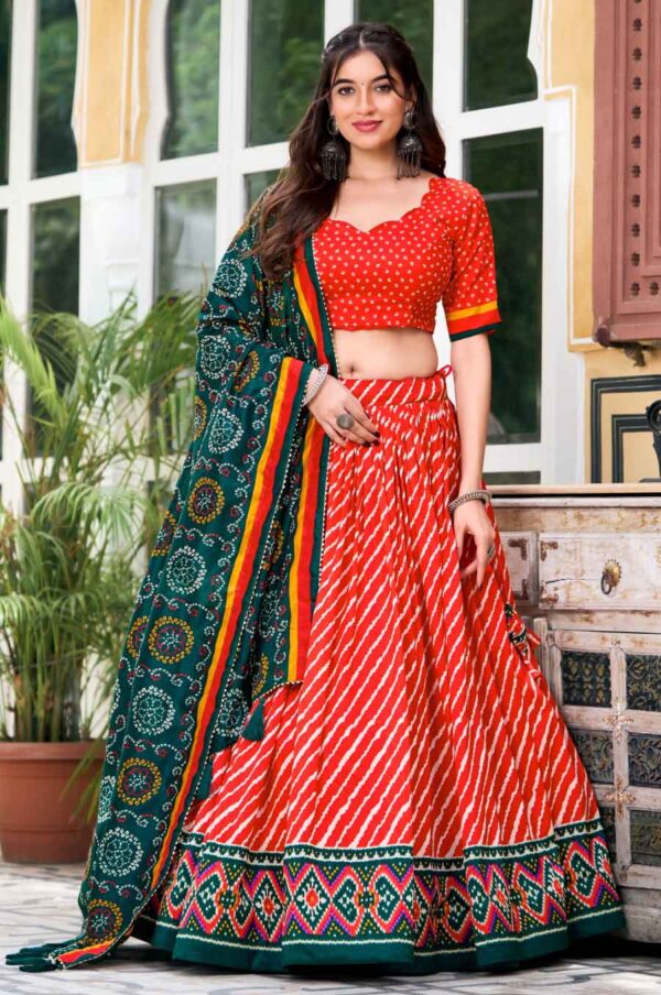 rajasthani red patola and laheriya lehenga