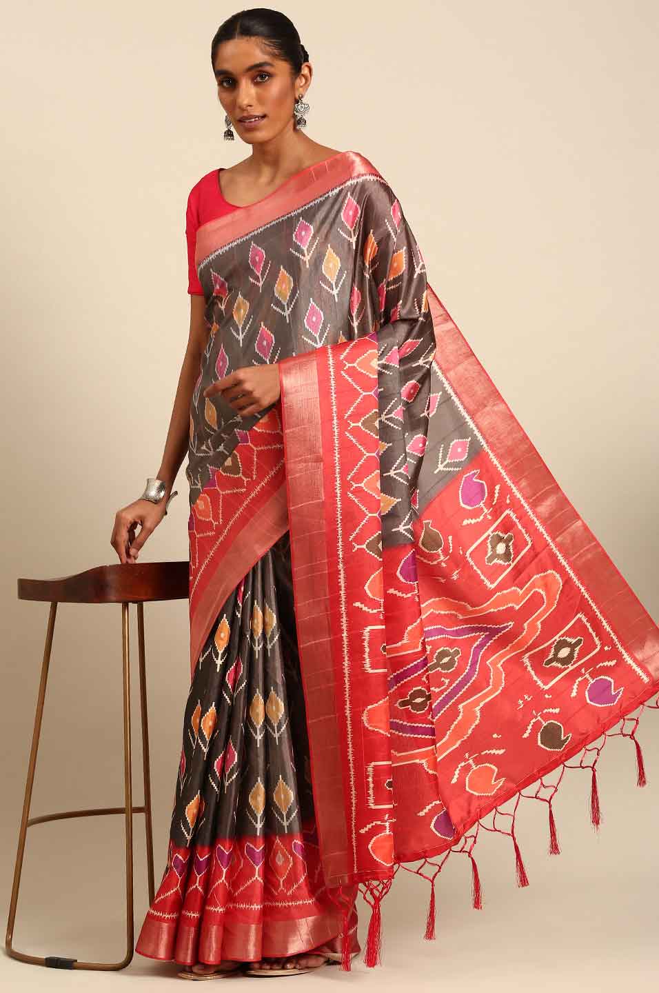 Cotton Patola Saree with Unstitched Blouse