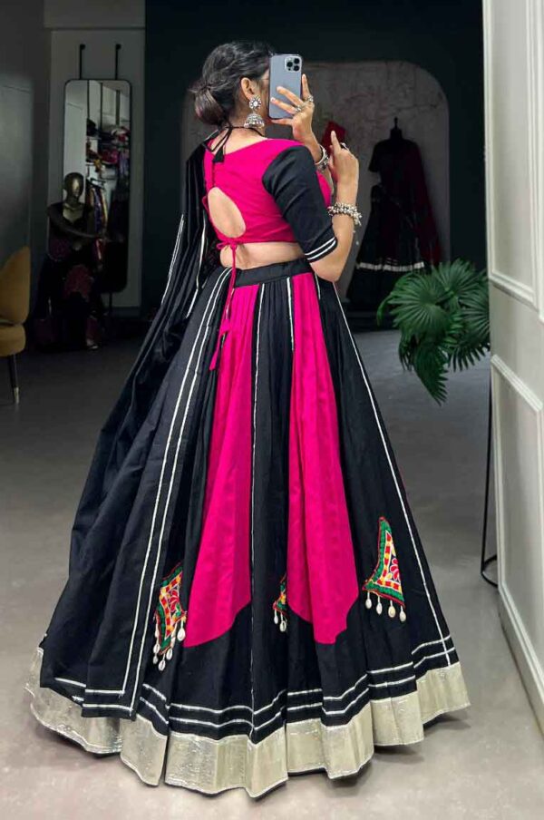 pink and black gamthi navratri lehenga choli