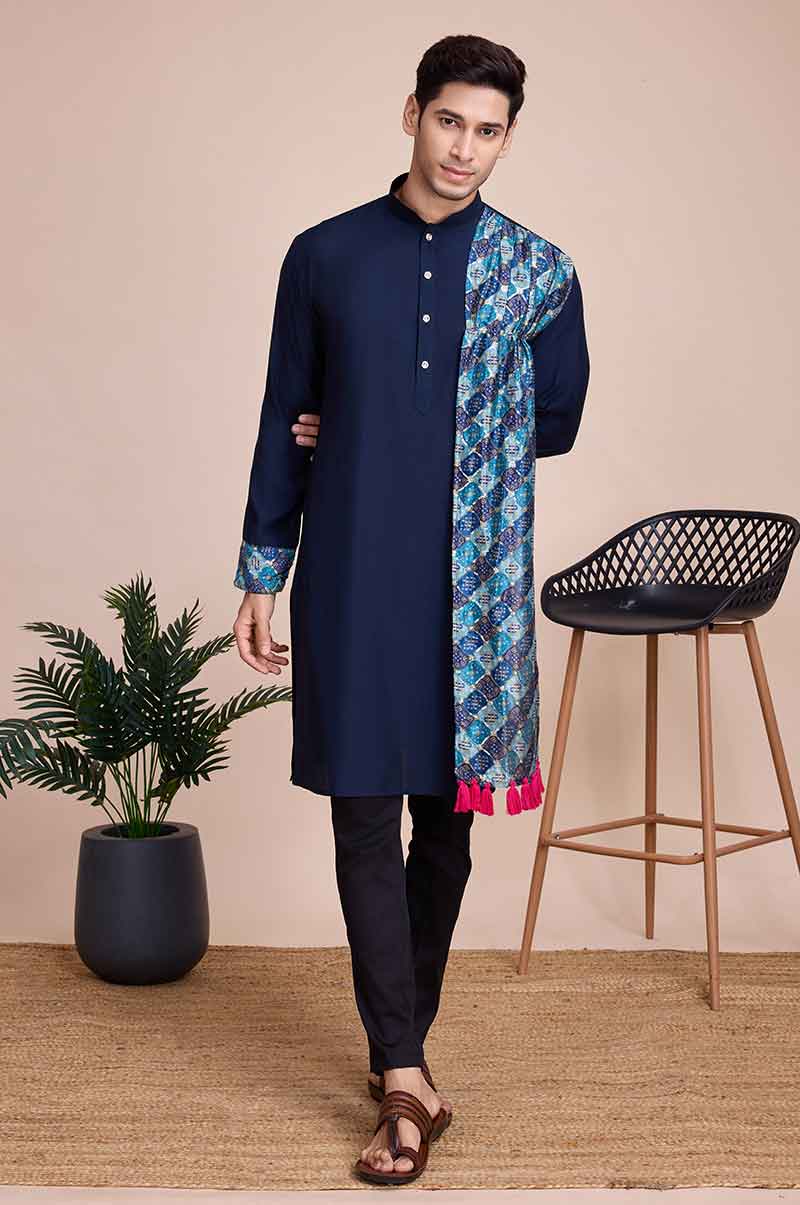 Blue Navratri Kurta For Men