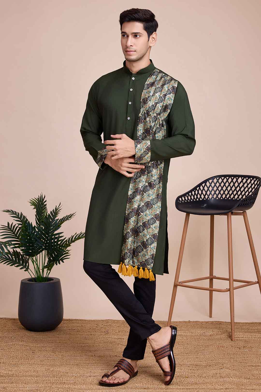 green Navratri Kurta For Men