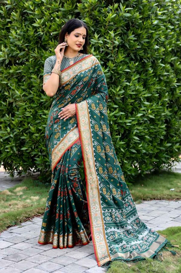 Special Edition Green Pure Handloom Silk Ikkat Patola Sarees