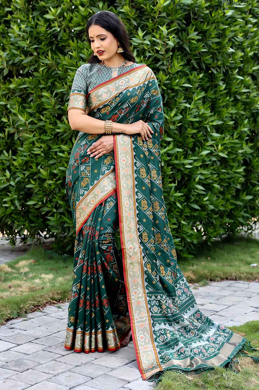 Special Edition Green Pure Handloom Silk Ikkat Patola Sarees