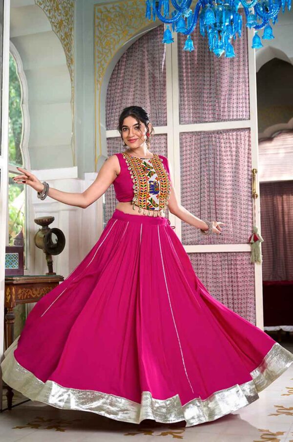 hot pink navratri lehenga choli