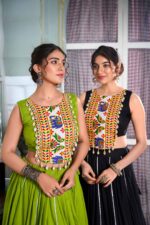 Parrot-Green-Navratri-Lehenga-Choli-with-Gotta-Patti-and-Gamthi-Work-Blouse