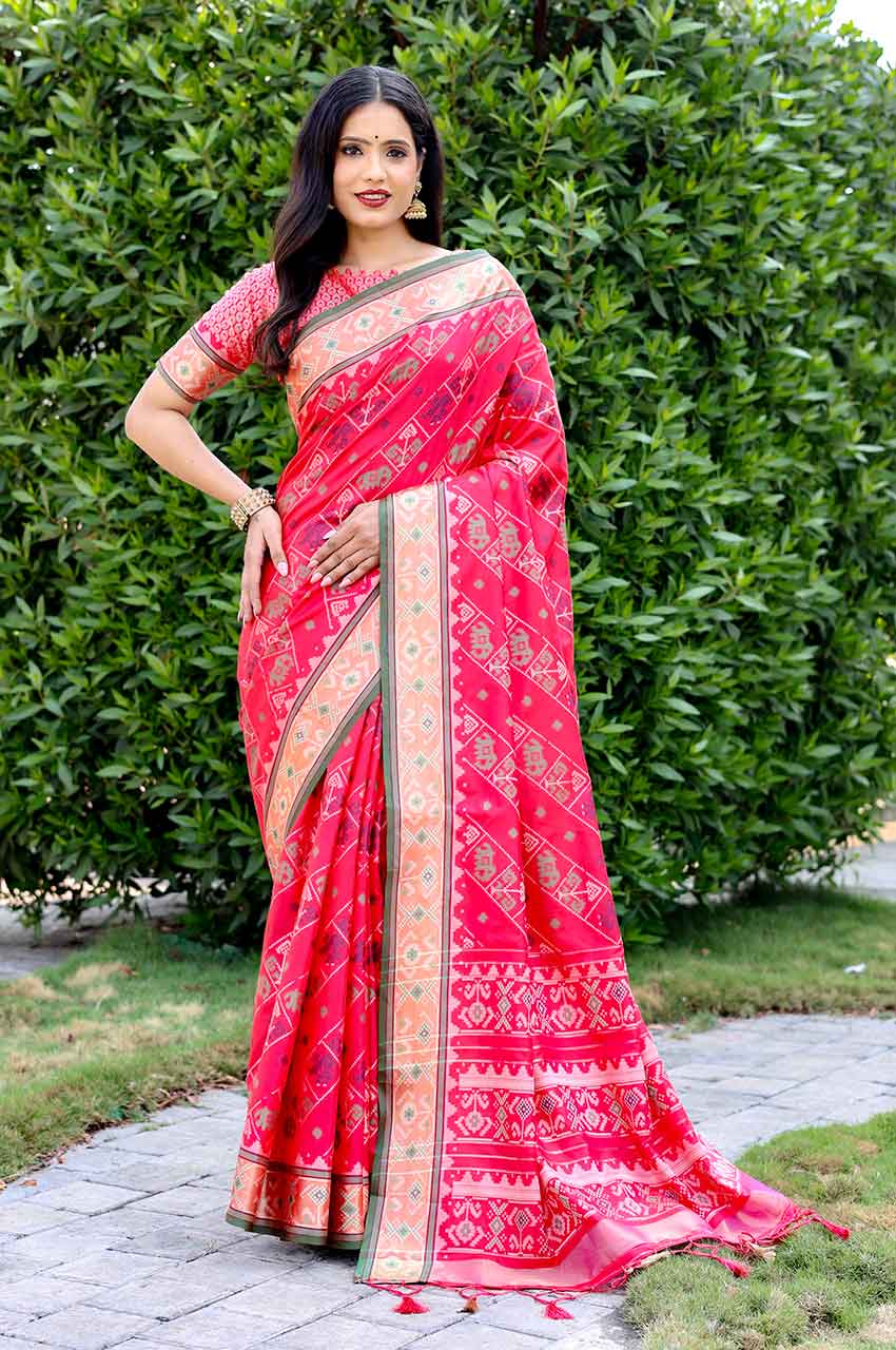 Special Edition Hot Pink Pure Handloom Silk Ikkat Patola Sarees