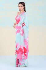 Trendy-Floral-Printed-Heavy-Japan-Satin-Saree-with-Unstitched-Mono-Banglory-Blouse-3