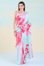 Trendy-Floral-Printed-Heavy-Japan-Satin-Saree-with-Unstitched-Mono-Banglory-Blouse-6