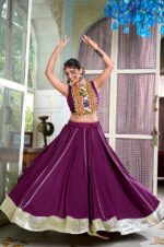 Wine-Navratri-Lehenga-Choli-with-Gotta-Patti-and-Gamthi-Work-Blouse--4